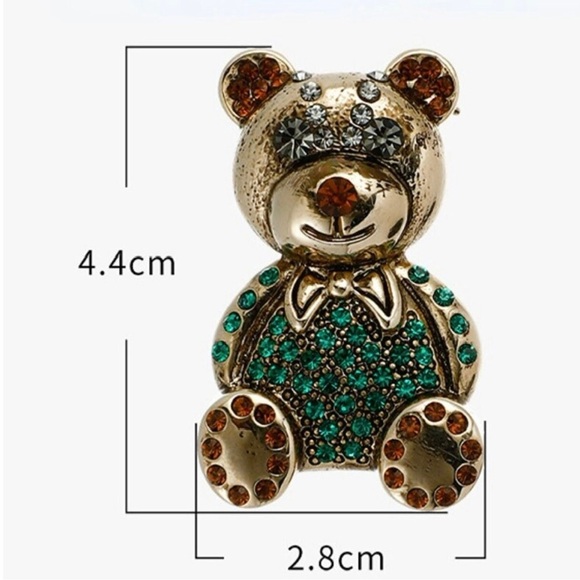 Rhinestone Crystal Bear Brooch - Picture 6 of 6